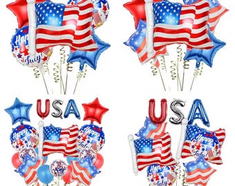 4 juli ballonslinger, patriottische VS vlag ballonnen sets, rood wit blauwe ster ballonnen, Independence Day Party Decor, vlag ballon