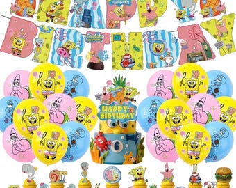 SpongeBob SquarePants Birthday Party Decorations Set – Banner, Balloons, Cake Topper & Cupcake Toppers, Under the Sea Kids Birthday Party