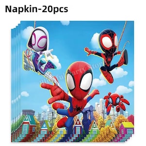 Spider-Man födelsedagsfestdekorationer set | Ballonger, banderoll, porslin, tårtdekoration och festtillbehör paket Napkins/20pcs