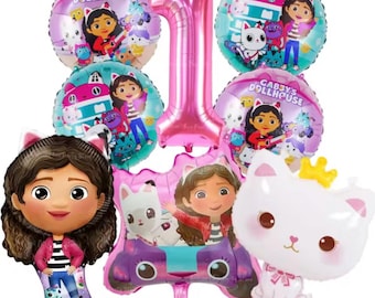 Gabby's Dollhouse Balloon Set, Kids Birthday Party Decorations, Gabby Cat Foil Balloons, Girls Birthday Decor Bundle