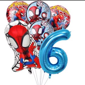 Spider-Man-ballonbundel met folieballon nummer 1 – Verjaardagsfeestje superhelden voor jongens 6pcs/No. Balloon 6