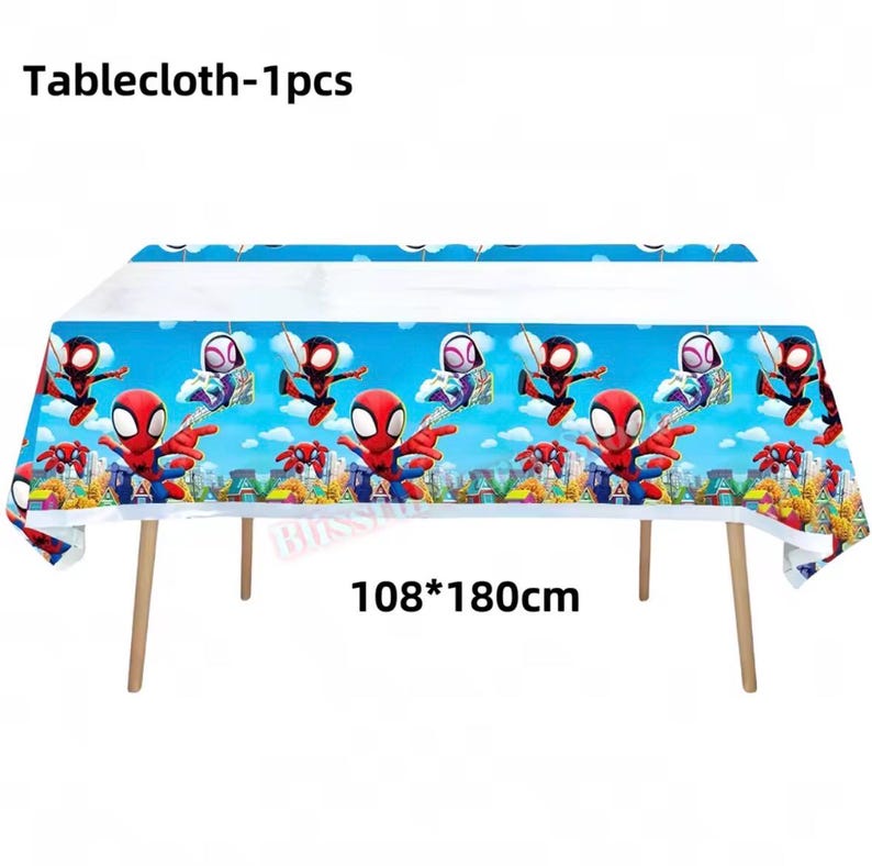 Spider-Man födelsedagsfestdekorationer set | Ballonger, banderoll, porslin, tårtdekoration och festtillbehör paket tablecloth/1 pc