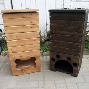 wood dog toy box / wooden dog toys storage bin / pet toy storage / handmade/ pawprint or bone shape /  dog toy storage /
