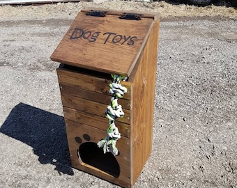 wood dog toy box / pet toy storage / handmade/ pawprint or bone shape /  dog toy storage / dog toys wood bin