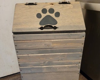 30lb Wooden dog food storage container, dog food bin, pet food keeper, puppy food storage, 30 pound bag