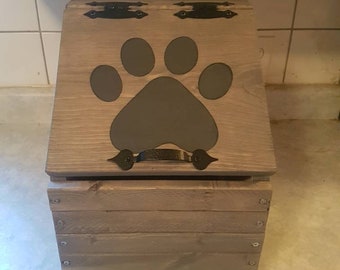 Mini Wooden Pet food storage container, cat food bin, dog food bin, pet food keeper, puppy food storage, kitten food storage