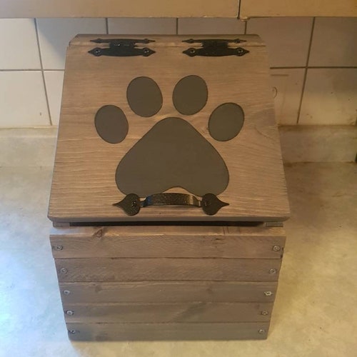 Wooden Dog Food Storage Container Dog Food Bin Pet Food Etsy