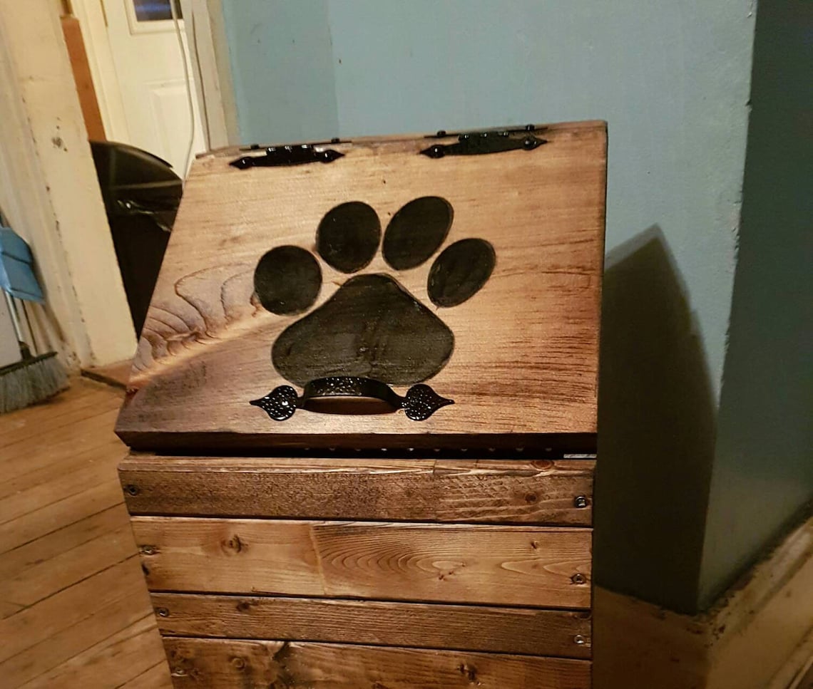 Wood Dog Toy Box / Pet Toy Storage / Handmade/ Pawprint or Etsy