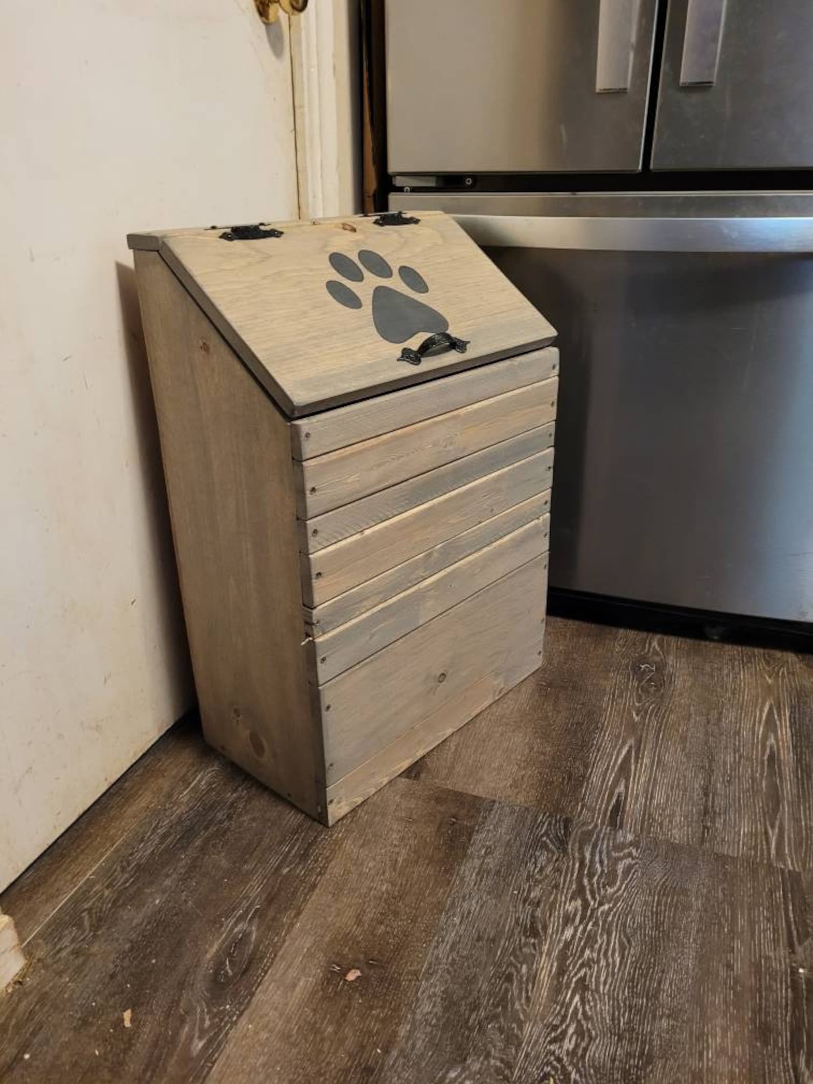 30lb Wooden Dog Food Storage Container Dog Food Bin Pet Food Etsy