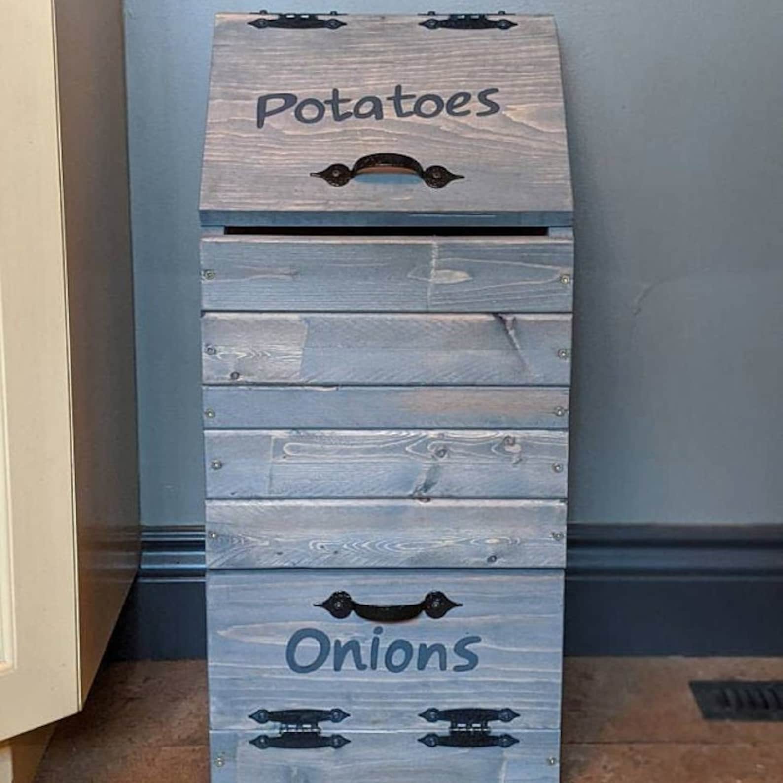 Wooden Potato & Onion Bin / Vegetable Storage / Potato Bin / Etsy