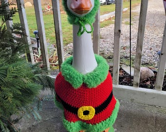 Green Santa grench Christmas holiday crochet porch goose dress outfit