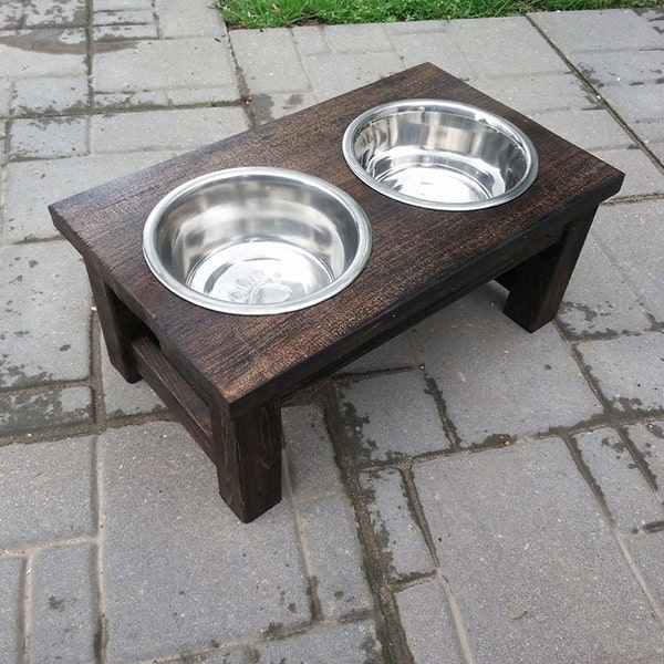 raised pet feeder / dog feeding station / small elevated food bowls 6 inch height