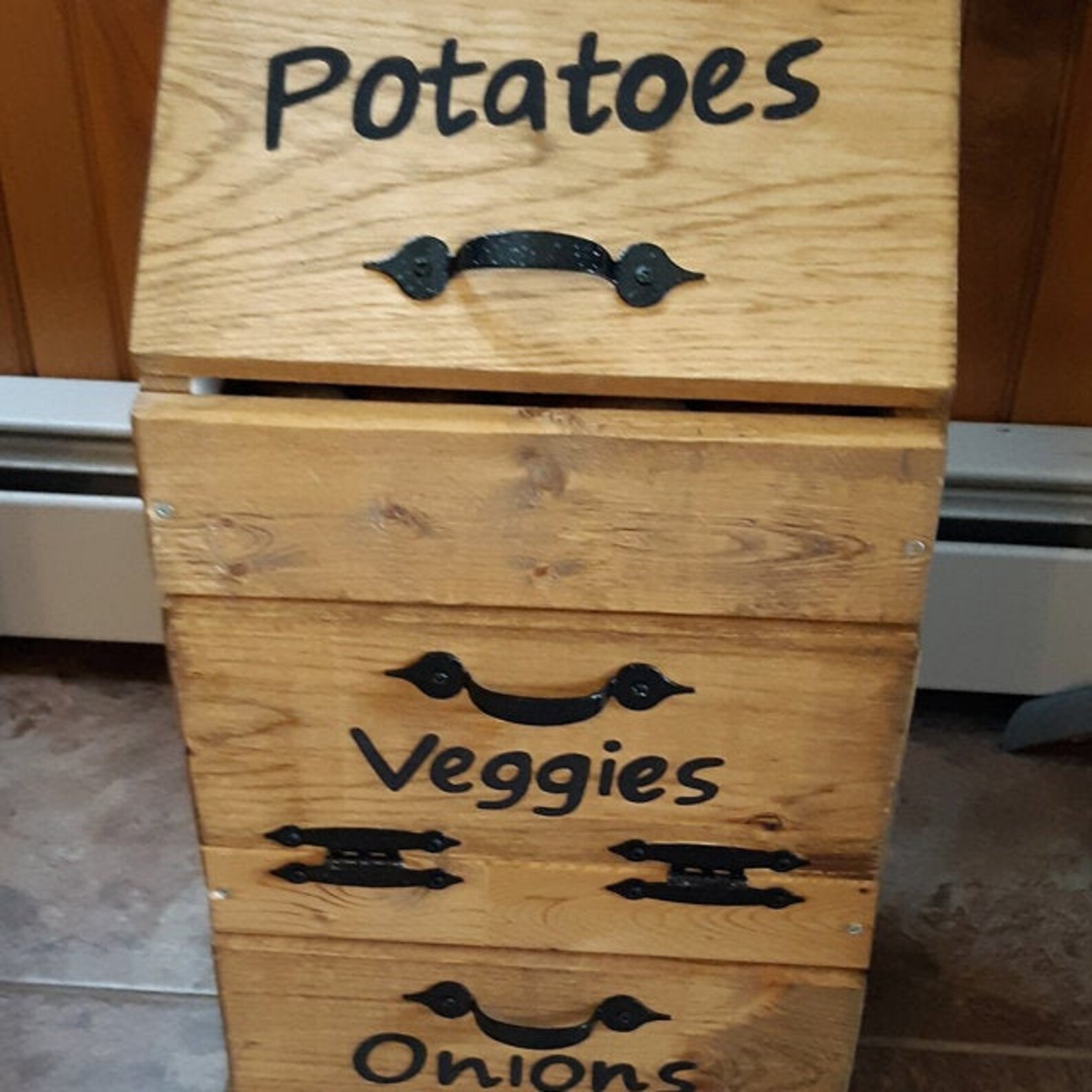 Wooden Potato Veggie & Onion Bin / Vegetable Storage / Potato Etsy