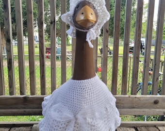 White wedding dress crochet porch goose dress outfit