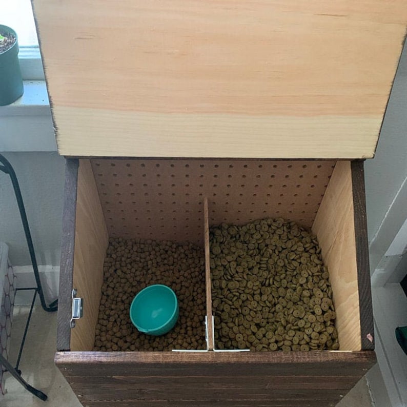 Large Wooden dog food storage container dog food bin pet Etsy