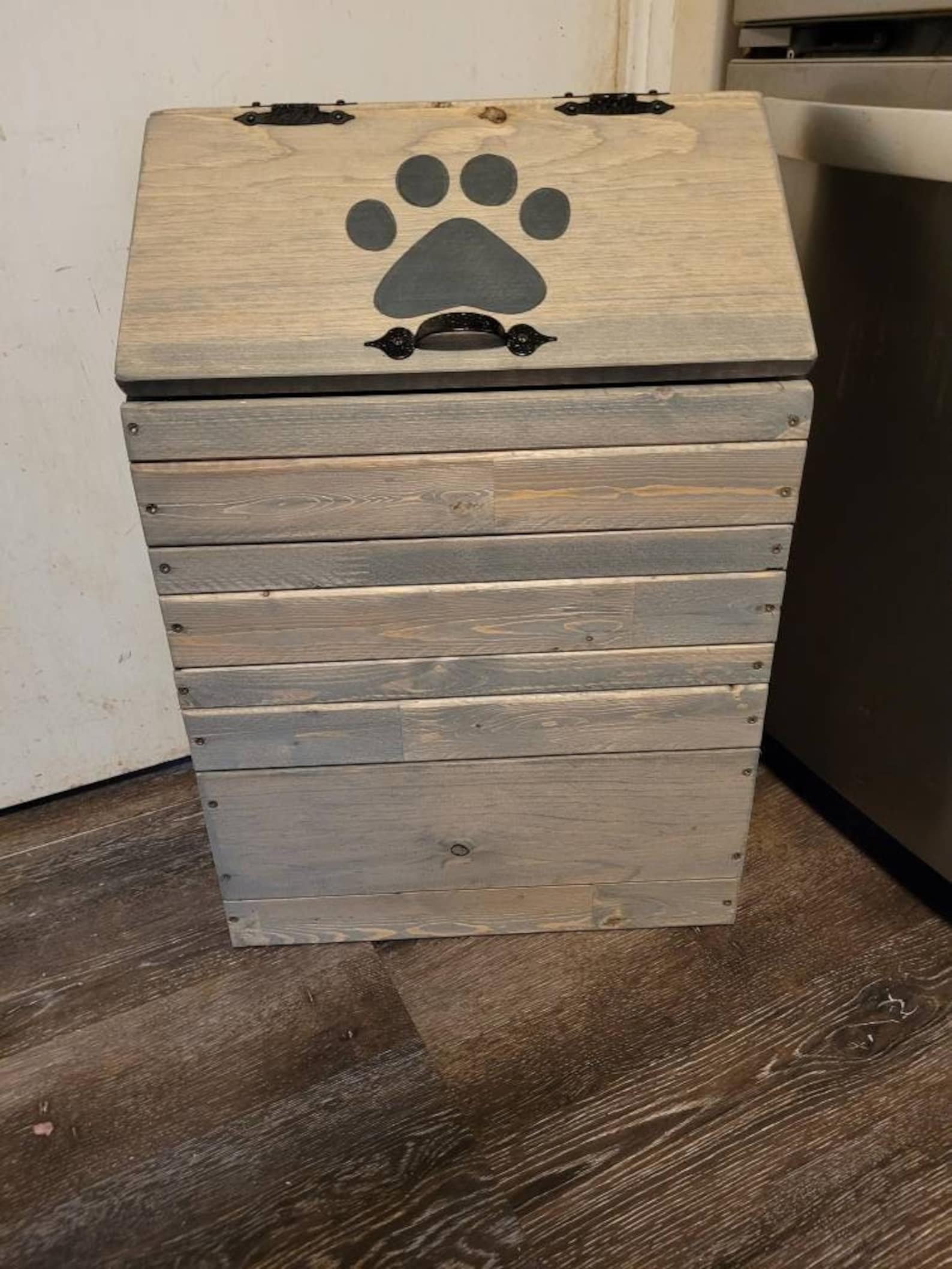30lb Wooden Dog Food Storage Container Dog Food Bin Pet Food Etsy