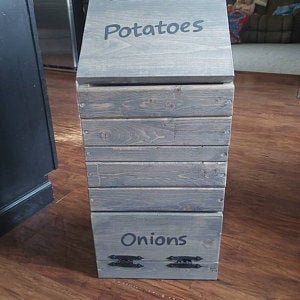 wooden potato & onion bin / vegetable storage / potato bin / onion bin / vegetable box wooden potato and onion bin image 6