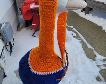 Suéter con capucha de dos colores, vestido de crochet con diseño de ganso para porche