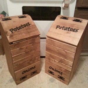 Wooden Potato Onion Bin Vegetable Storage Potato Bin Onion