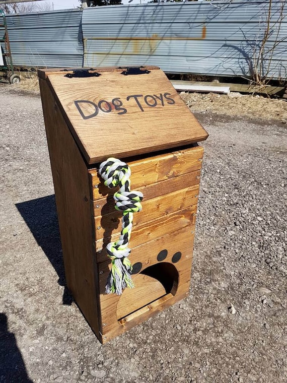 Wood Dog Toy Box Pet Toy Storage Handmade Pawprint or Bone Shape Dog Toy Storage Dog Toys Wood Bin Etsy