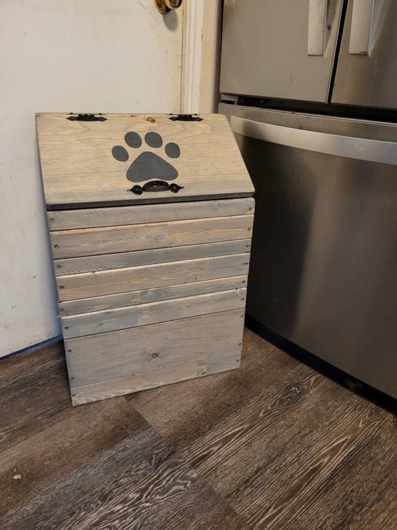 30lb Wooden Dog Food Storage Container Dog Food Bin Pet Food Etsy