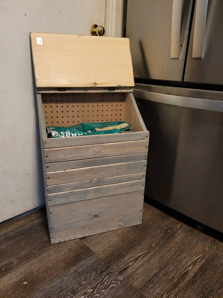 30lb Wooden Dog Food Storage Container Dog Food Bin Pet Food Etsy Canada