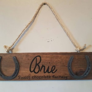 horse shoe stall sign / wooden horse stall plate horse shoes / personalized horseshoe sign / horse stable stall name plate / registered name image 6