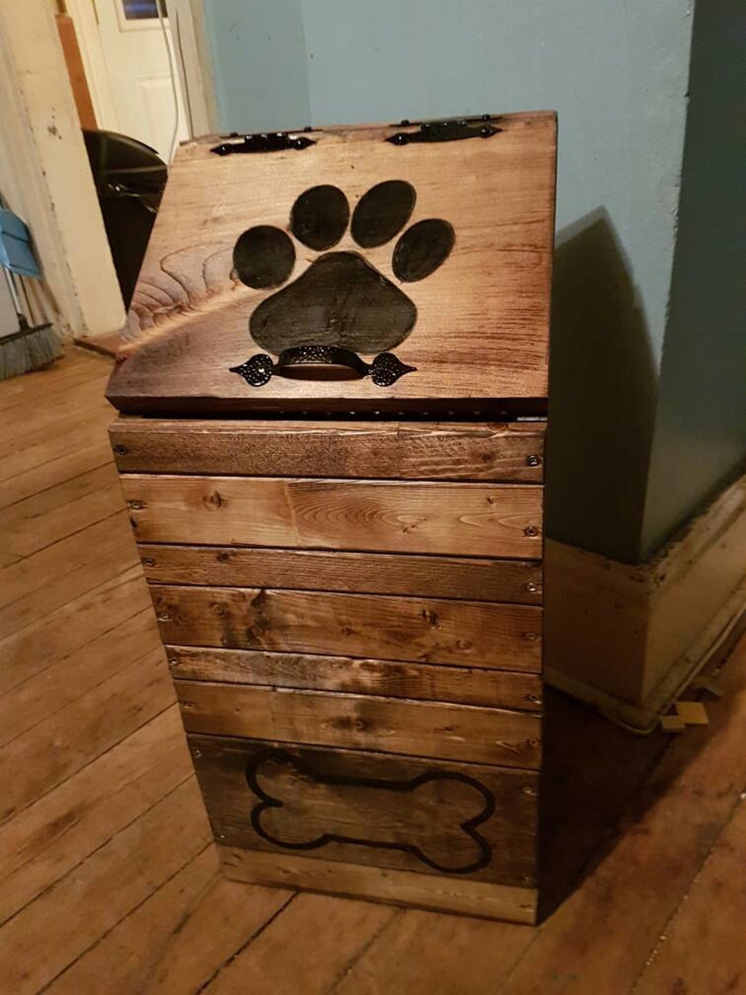 Wooden Dog Food Storage Container Dog Food Bin Pet Food Keeper Puppy Food Storage 15 Lbs Etsy Canada