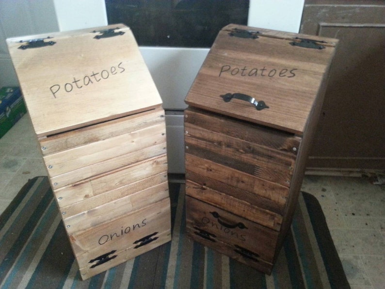 wooden potato & onion bin / vegetable storage / potato bin / onion bin / vegetable box wooden potato and onion bin image 2