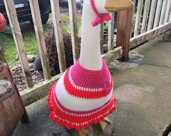 Vestido de crochet con forma de ganso para porche de San Valentín