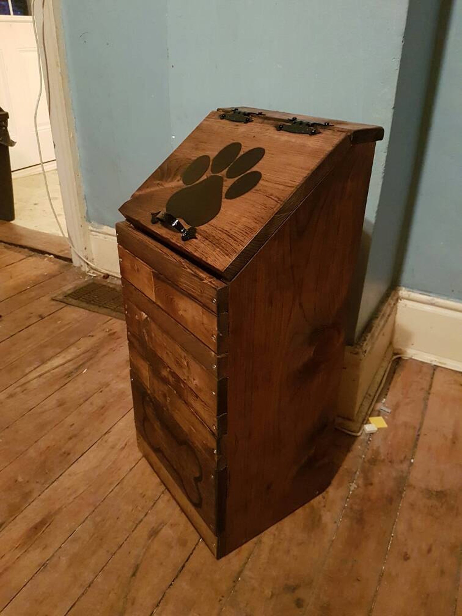 Wooden Dog Food Storage Container Dog Food Bin Pet Food Etsy