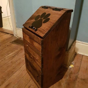 Wooden dog food storage container, dog food bin, pet food keeper, puppy food storage, 15 lbs image 3