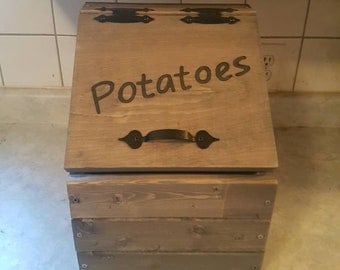 Mini wooden potato bin / vegetable storage / Vegetable box wooden potato and onion bin / school snack bin storage / lunch snacks /