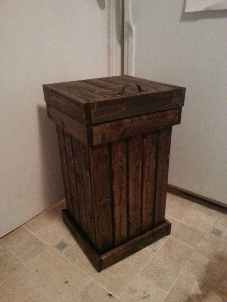 Wooden Kitchen Garbage Can Wood Trash Bin Office