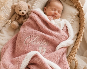Personalised Baby Blanket, Custom Embroidered Name Blanket, Newborn Baby Shower Gift, Baby Keepsake Blanket Boy Girl