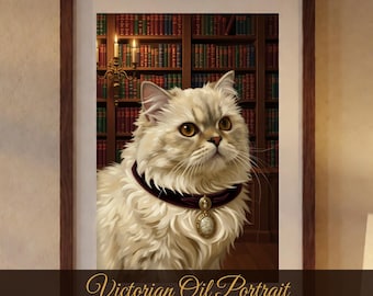 Digital Download | Custom Victorian Pet Portrait From Photo | Personalized Pet Oil Painting Wall Art | Pet Memorial Gift