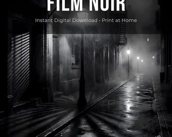 Film Noir Cityscape Art Print | Digital Download | Atmospheric AI Wall Art | Printable Poster
