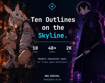 Modern Urban Character Pack – Gothic Anime Portraits for Game Dev (Digital Download)