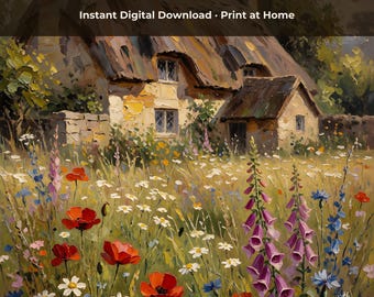 Lámina decorativa de pared estilo cottagecore (descarga instantánea) / Impresión digital de ambiente campestre acogedor