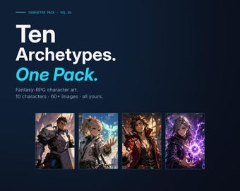Fantasy RPG Character Pack | 10 Archetypes, 40 Expressions (Vol.04)