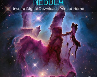 Nebula Art Print | Digital Download | Atmospheric AI Wall Art | Printable Poster
