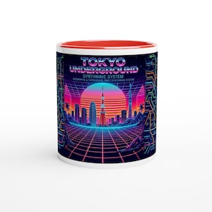Tokyo Sunset Synthwave Mok | Vaporwave Koffiebeker | Jaren 80 Retrowave Japanse Keramische Mok | Cyberpunk Anime Cadeau | Esthetisch Koffiecadeau