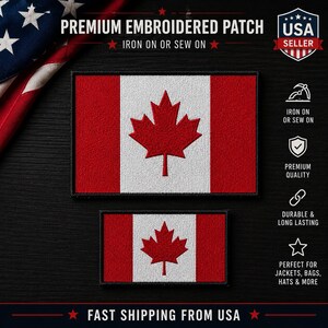 Canada Flag Embroidered Patch: Iron-On Maple Leaf Applique Badge for Jackets, Backpacks