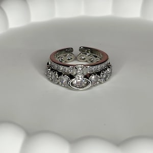 Crystal Orb Adjustable Ring | NANA Inspired | Silver Tone Statement Ring | Gothic Y2K Jewellery Gift