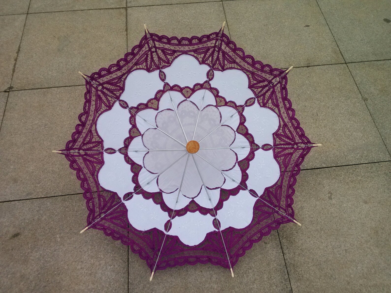 Purple and White New Vintage Lace Umbrella Handmade Cotton Etsy