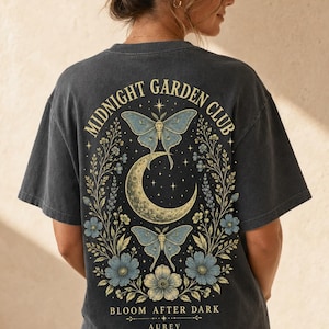Koszulka Midnight Garden Club Moon | Floral Moth Nighttime Botanical