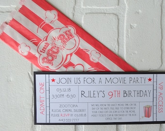 movie theater birthday invitation etsy