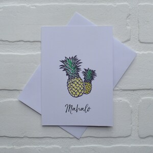 MAHALO | DANK U kaart | alleen maar omdat kaart | ananas kaart | liefdeskaart | vriendje vriendin kaart | dankbaarheid ananas kaart | Hawaii