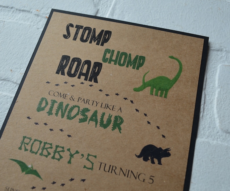 DINOSAUR birthday party invitation birthday invite T rex image 3