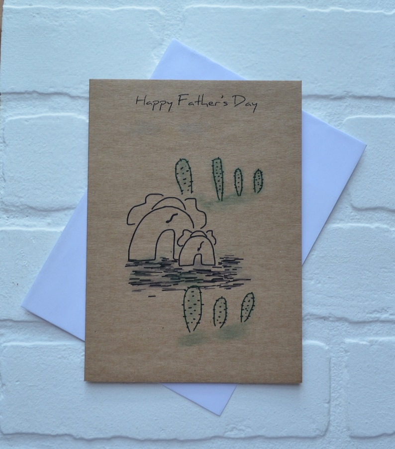 HAPPY FATHERS DAY watercolor elephants Happy Fathers Day cards image 3